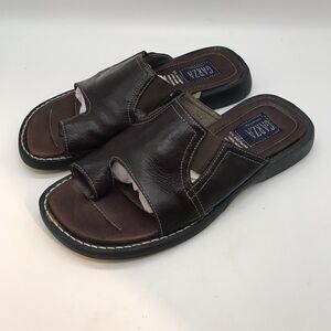 Garza Collection Sandals Men's 10 US - 43 EUR Brown Slip On Toe Slides Mexico
